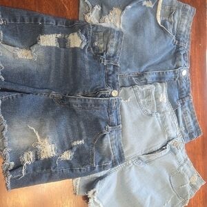 Distressed Denim Shorts Trio